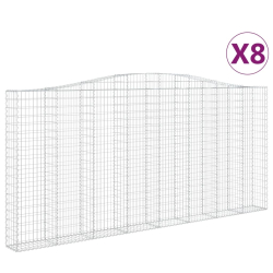Kosze gabionowe, 8 szt, 400x30x180/200 cm, galwanizowane żelazo