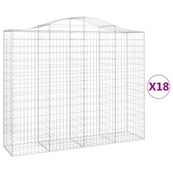 Kosze gabionowe, 18 szt, 200x50x160/180cm, galwanizowane żelazo