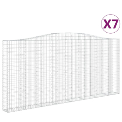 Kosze gabionowe, 7 szt, 400x30x180/200 cm, galwanizowane żelazo