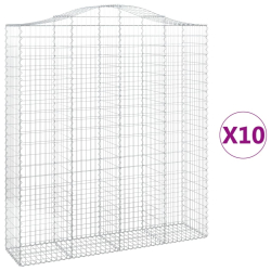 Kosze gabionowe, 10 szt, 200x50x220/240cm, galwanizowane żelazo