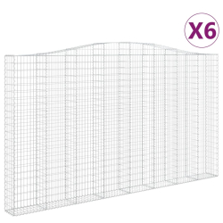 Kosze gabionowe, 6 szt, 400x30x220/240 cm, galwanizowane żelazo