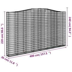 Kosze gabionowe, 6 szt, 400x30x220/240 cm, galwanizowane żelazo