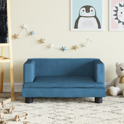 Sofa dla dzieci, niebieska, 60x40x30 cm, aksamit