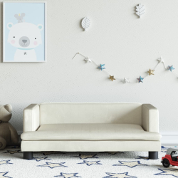 Sofa dla dzieci, kremowa, 80x45x30 cm, aksamit