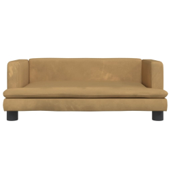 Sofa dla dzieci, brązowa, 80x45x30 cm, aksamit