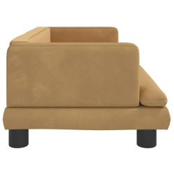 Sofa dla dzieci, brązowa, 80x45x30 cm, aksamit