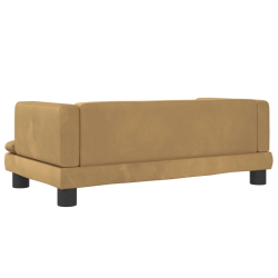 Sofa dla dzieci, brązowa, 80x45x30 cm, aksamit