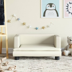 Sofa dla dzieci, kremowa, 60x40x30 cm, sztuczna skóra