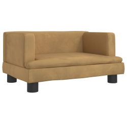 Sofa dla dzieci, brązowa, 60x40x30 cm, aksamit