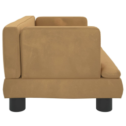 Sofa dla dzieci, brązowa, 60x40x30 cm, aksamit