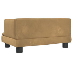 Sofa dla dzieci, brązowa, 60x40x30 cm, aksamit