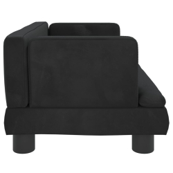 Sofa dla dzieci, czarna, 60x40x30 cm, aksamit