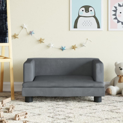 Sofa dla dzieci, ciemnoszara, 60x40x30 cm, aksamit