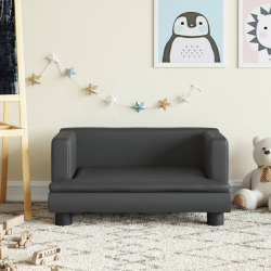 Sofa dla dzieci, czarna, 60x40x30 cm, sztuczna skóra