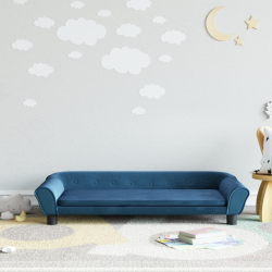 Sofa dla dzieci, niebieska, 100x50x26 cm, aksamit