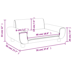 Sofa dla dzieci, brązowa, 70x45x33 cm, aksamit