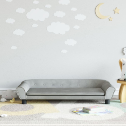Sofa dla dzieci, jasnoszara, 100x50x26 cm, aksamit