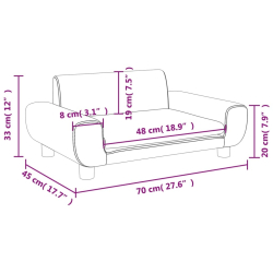 Sofa dla dzieci, kremowa, 70x45x33 cm, aksamit