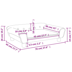 Sofa dla dzieci, brązowa, 70x45x26 cm, aksamit