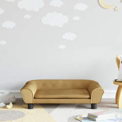 Sofa dla dzieci, brązowa, 70x45x26 cm, aksamit