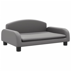 Sofa dla dzieci, szara, 70x45x30 cm, sztuczna skóra