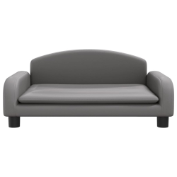 Sofa dla dzieci, szara, 70x45x30 cm, sztuczna skóra