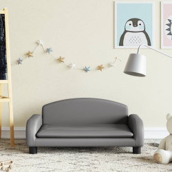 Sofa dla dzieci, szara, 70x45x30 cm, sztuczna skóra