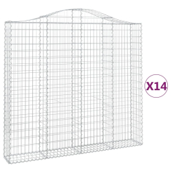 Kosze gabionowe, 14 szt, 200x30x180/200cm, galwanizowane żelazo