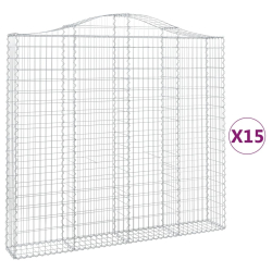 Kosze gabionowe, 15 szt, 200x30x180/200cm, galwanizowane żelazo