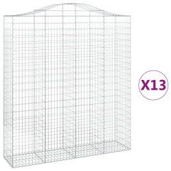 Kosze gabionowe, 13 szt, 200x50x220/240cm, galwanizowane żelazo