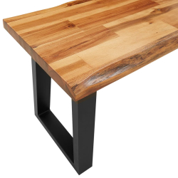 Ławka z naturalną krawędzią, 140 cm, lite drewno akacjowe