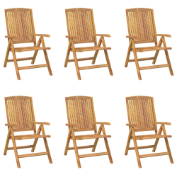 Rozkładane krzesła ogrodowe z poduszkami, 6 szt., drewno tekowe