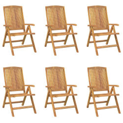 Rozkładane krzesła ogrodowe z poduszkami, 6 szt., drewno tekowe