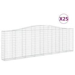 Kosze gabionowe, 25 szt, 400x30x120/140cm, galwanizowane żelazo
