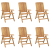Rozkładane krzesła ogrodowe z poduszkami, 6 szt., drewno tekowe