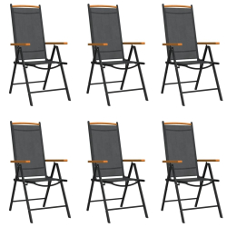 7-częściowy zestaw mebli ogrodowych, czarny, aluminium