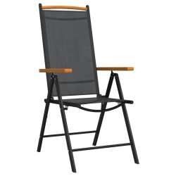 7-częściowy zestaw mebli ogrodowych, czarny, aluminium
