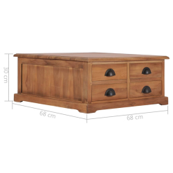 Stolik kawowy, 68 x 68 x 30 cm, lite drewno tekowe