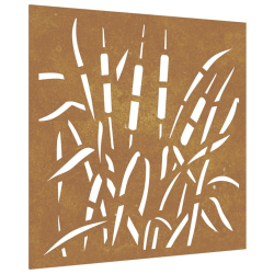 Ogrodowa dekoracja ścienna, 55x55 cm, stal kortenowska, trawa