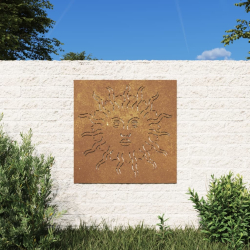 Ogrodowa dekoracja ścienna, 55x55 cm, stal kortenowska, słońce