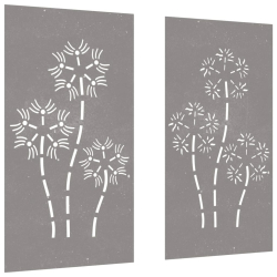 Ogrodowe dekoracje ścienne, 2 szt., 105x55 cm, stal kortenowska