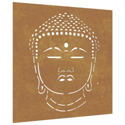 Ogrodowa dekoracja ścienna, 55x55 cm, stal kortenowska, Budda