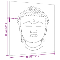 Ogrodowa dekoracja ścienna, 55x55 cm, stal kortenowska, Budda