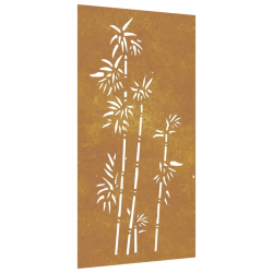 Ogrodowa dekoracja ścienna, 105x55 cm, stal kortenowska, bambus
