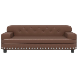 Sofa dla dzieci, brązowa, 90x53x30 cm, sztuczna skóra