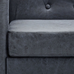 Sofa 2-osobowa w stylu Chesterfield, sztuczny zamsz, szara