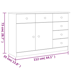 Szafka ALTA, 112x35x73 cm, lite drewno sosnowe