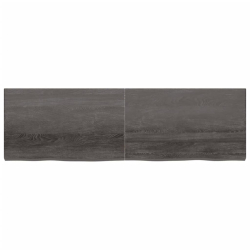 Półka, ciemnoszara, 200x60x6 cm, wykończone, lite drewno dębowe