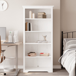 Biblioteczka BODO, biała, 80x38x180 cm, sosnowa, 5 półek