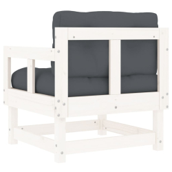 Fotele ogrodowe z poduszkami, 2 szt, białe, lite drewno sosnowe